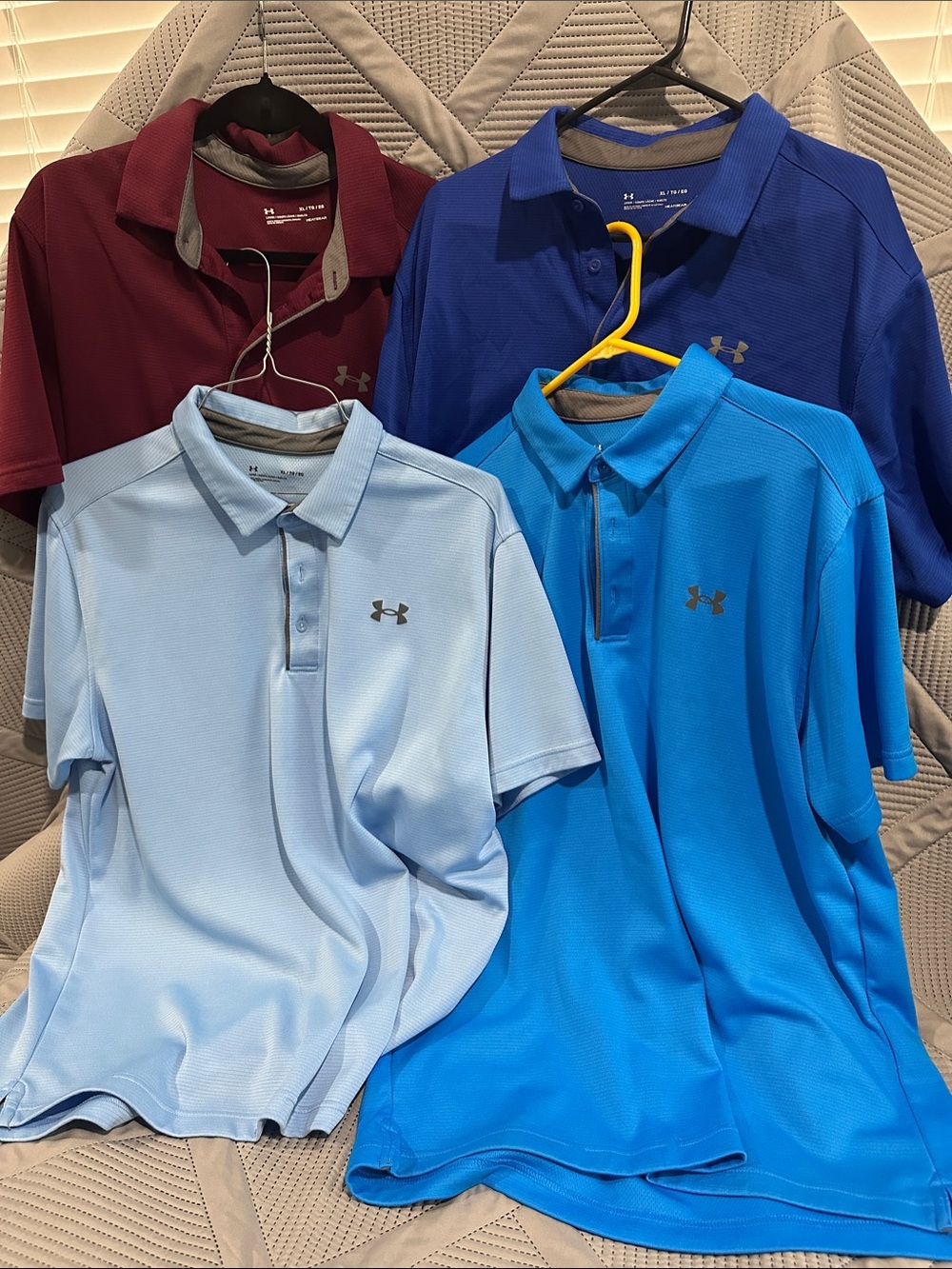 Under Armour Men’s Polo Pack - Burgundy, Royal Blue, Light Blue, Bright Blue